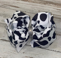 Cow Print Rhinestone Bow