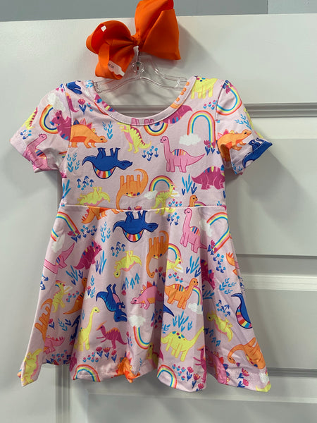 Dino Rainbow Twirl Dress